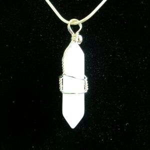 Pink Rose Quartz Crystal Silver Pendant Necklace Enhance Love Heal Heart